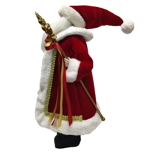 iboodi 16 Inches Standing Christmas Santa Claus Figurine Decoration in Red and White with a Bear and Gift Bag