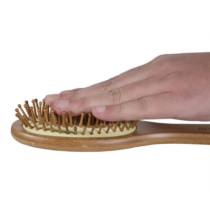 BQS  Pet Bamboo Hairbrush + Free Mini Brush Paddle Hair Brush With Bamboo Bristle For Dogs and Cats Set of 2