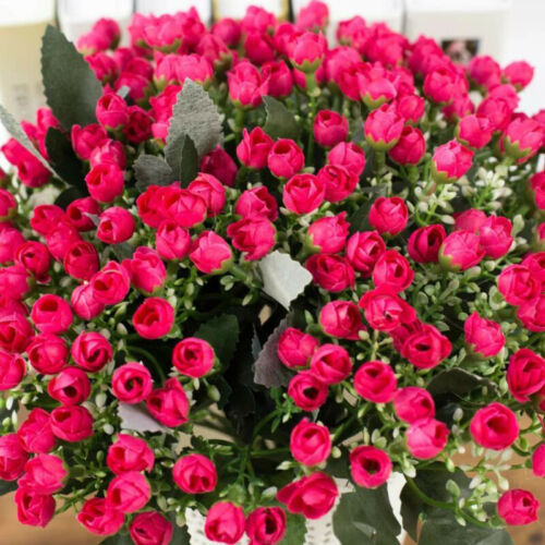 36HEADS ARTIFICIAL SILK FLOWERS BUNCH Wedding Home Grave Outdoor Bouquet IBUK