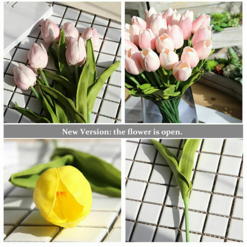 50PCS Artificial False Tulip Flower  Silk Fake Bouquet Home Wedding Decor IBUK