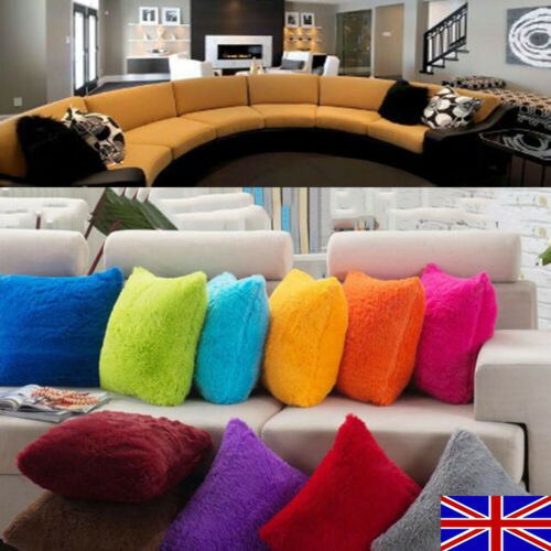FLUFFY FAUX FUR SHAGGY SOFT SOFA CHAIR BED HOME DECOR PILLOW CASE CUSHION IB