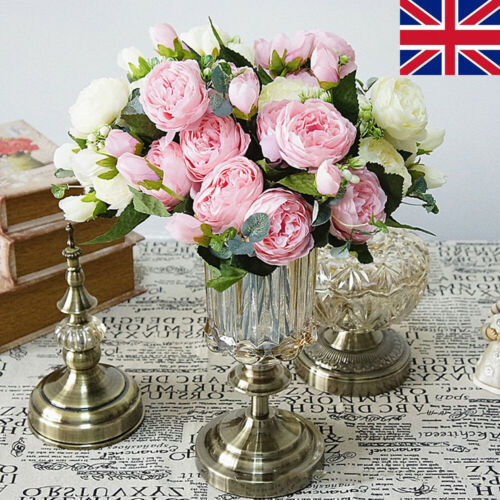 9 Heads Silk Peony Artificial Flowers Peony Wedding Bouquet Home Party Decor IBK
