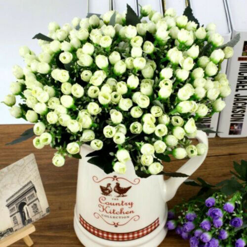 36HEADS ARTIFICIAL SILK FLOWERS BUNCH Wedding Home Grave Outdoor Bouquet IBUK