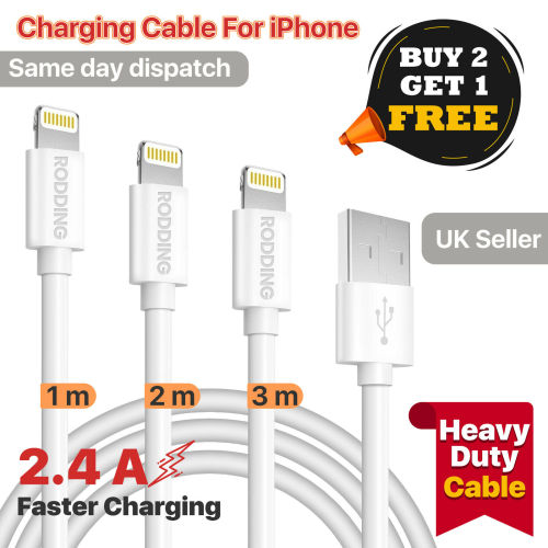 Heavy Duty USB Charger Sync Wire Cable Lead for iPhone 11 XR XS 8 7 6s iPad AIR