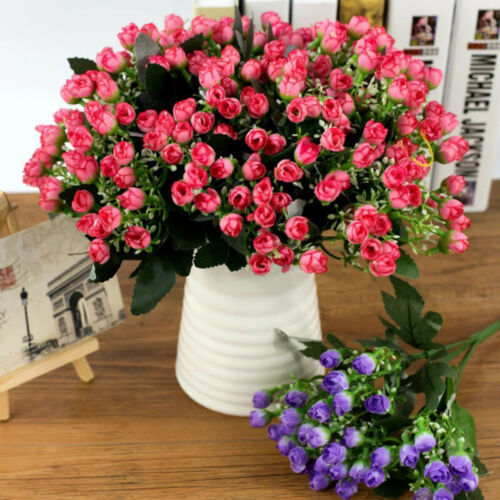 36HEADS ARTIFICIAL SILK FLOWERS BUNCH Wedding Home Grave Outdoor Bouquet IBUK
