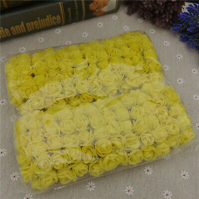144PCS Atificial Flowers Mini Foam Roses with stem Wedding Bouquet Decor IBUK