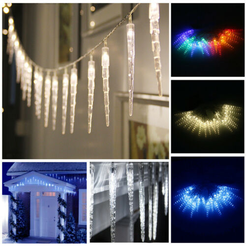 10 Metre LED Frozen Icicle Lights Indoor Outdoor Christmas Garden Fairy Light IB