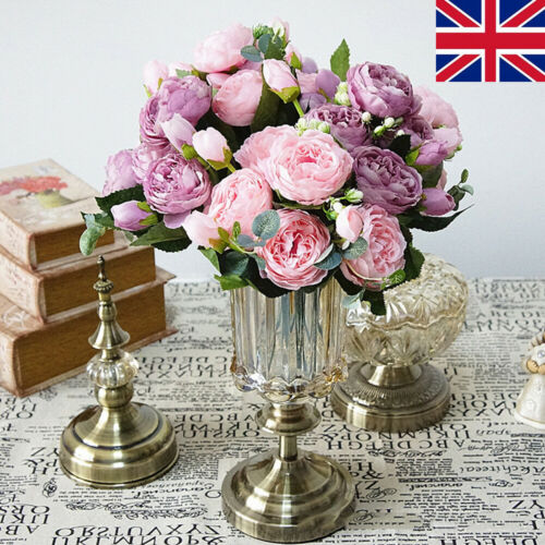 Details about   Artificial Silk Flowers Peony Bouquet Wedding Home Party Decoration 9 Heads 