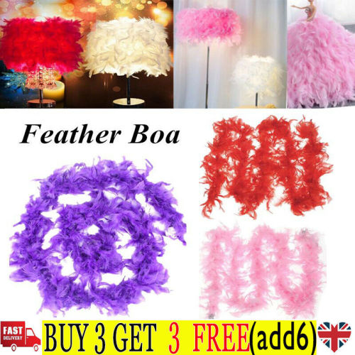 2M Party White Feather Boa Strip Party Garland Fancy Christmas Tree Decor IB UK