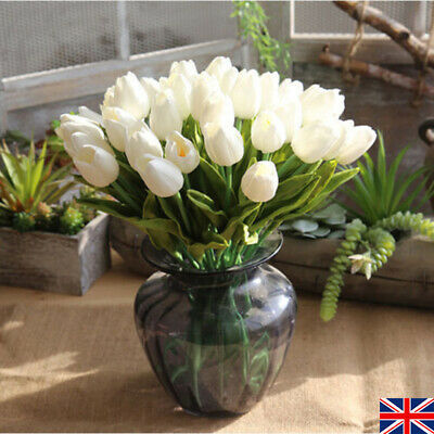 10x Artificial Tulips Latex Real Touch Flower Bouquet Wedding Home Decor IB