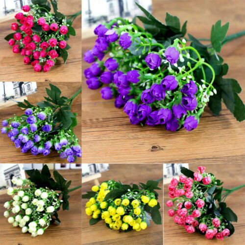 36HEADS ARTIFICIAL SILK FLOWERS BUNCH Wedding Home Grave Outdoor Bouquet IBUK