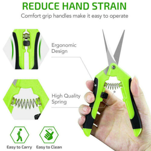 Hydroponics Gardening Bud Leaf Trimming Scissors Straight Curved Blade Spring-IB