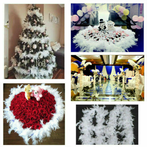 2M Party White Feather Boa Strip Party Garland Fancy Christmas Tree Decor IB UK