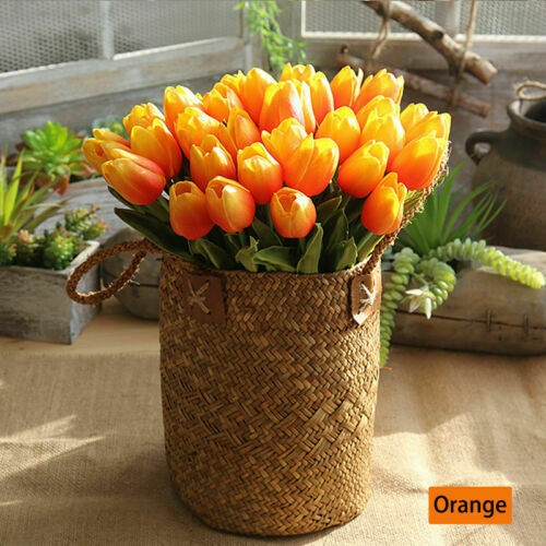 50PCS Artificial False Tulip Flower  Silk Fake Bouquet Home Wedding Decor IBUK
