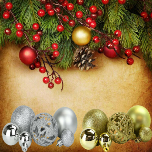 100Pcs/set Christmas Ornament Balls Xmas Tree Hanging Baubles Ball Pendant IB