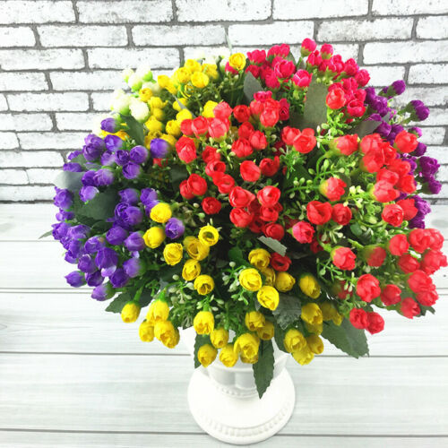 36HEADS ARTIFICIAL SILK FLOWERS BUNCH Wedding Home Grave Outdoor Bouquet IBUK