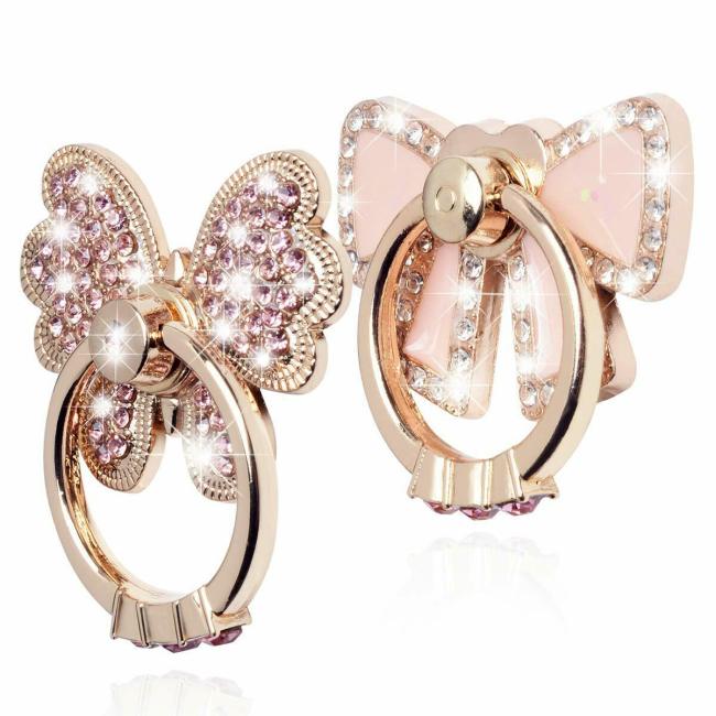 Rotating Finger Ring Stand Holder For Cell Phone iPhone Galaxy  Butterfly / Bow