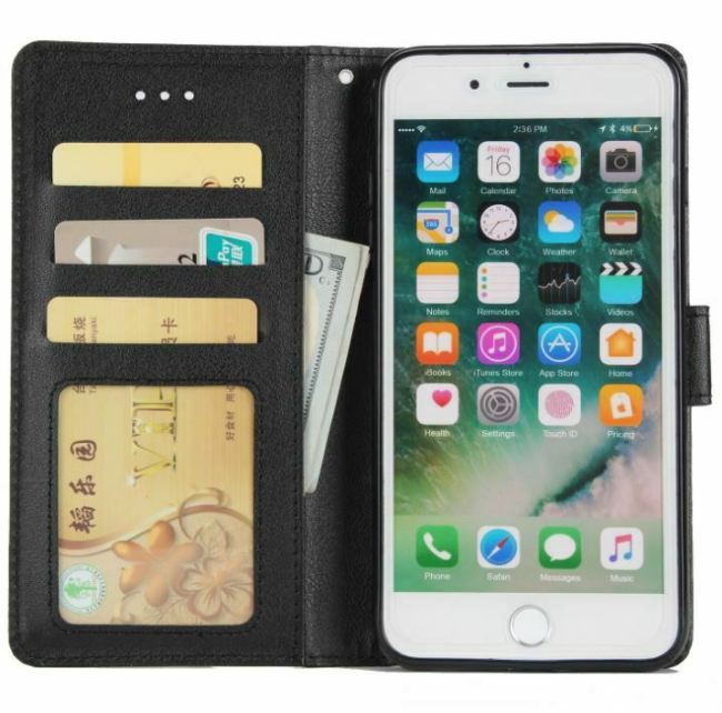 For Apple iPhone 7 8 Plus X XMAX Flip Wallet Case Protective Stand Pouch Cover