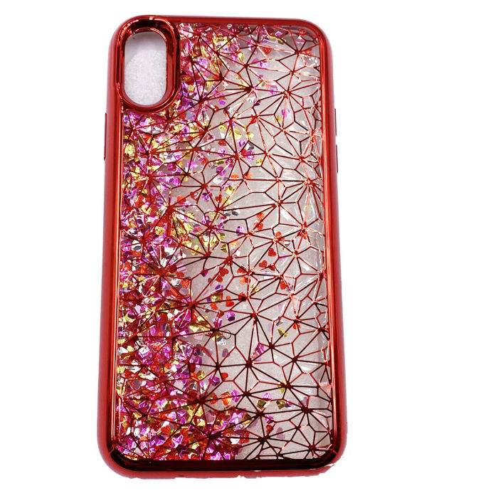 For iPhone X s XR XMax 7 8 Plus Case Liquid Glitter Bling Phone Cover + Glass
