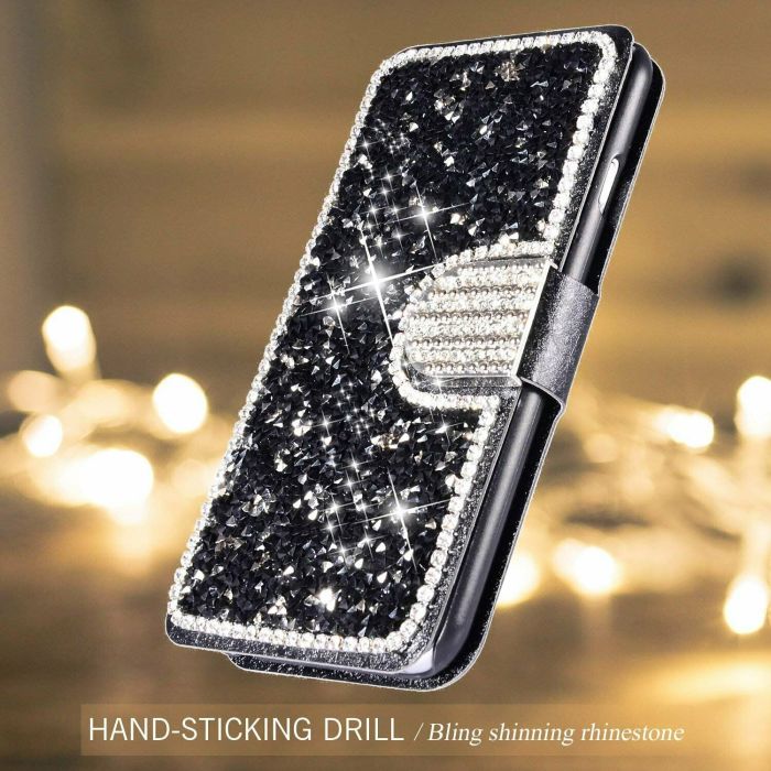 For Apple iPhone 7 8 Plus X XMAX Diamond Bling Flip Wallet Case Magnetic Crystal