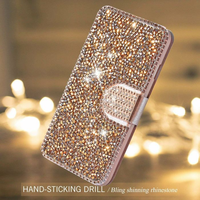 For Apple iPhone 7 8 Plus X XMAX Diamond Bling Flip Wallet Case Magnetic Crystal