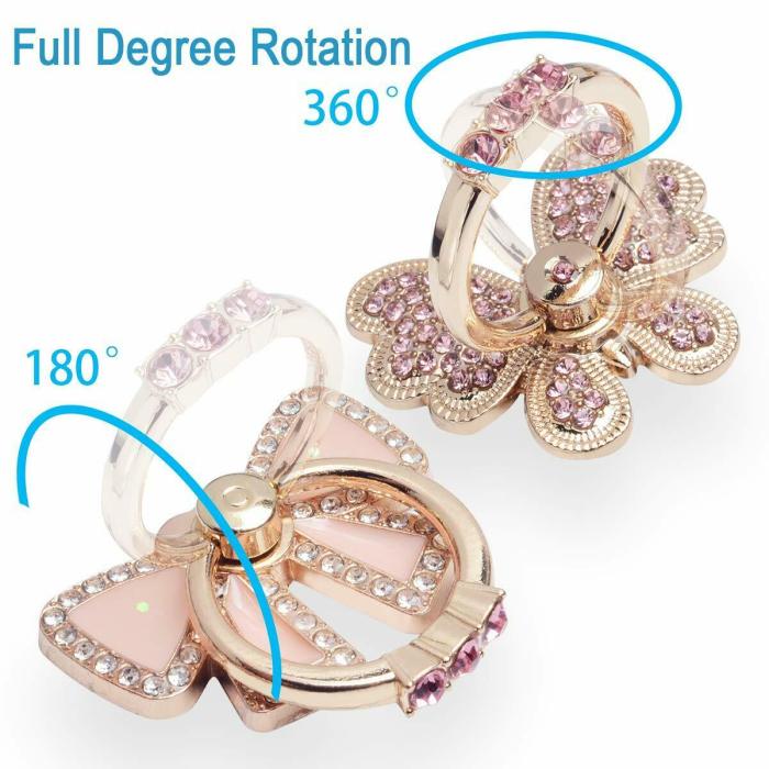 Rotating Finger Ring Stand Holder For Cell Phone iPhone Galaxy  Butterfly / Bow