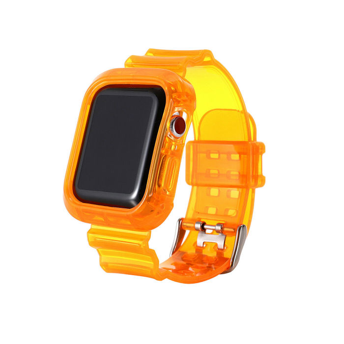 TPU Clear Silicone Watch Band Case Wrist Strap For iWatch Series SE/6/5/4/3/2/1