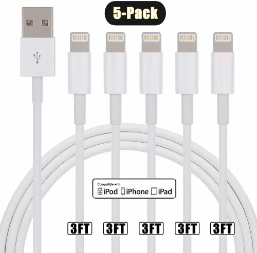5 Pack Charger Cable Heavy Duty Charging Cord For iPhone 6 7 8 iPhone XS XR 5