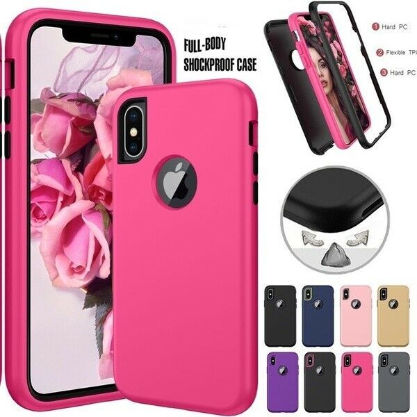 For iPhone Xr Xmax Heavy Duty Armor Case Built in Screen Protector Rugged Cover