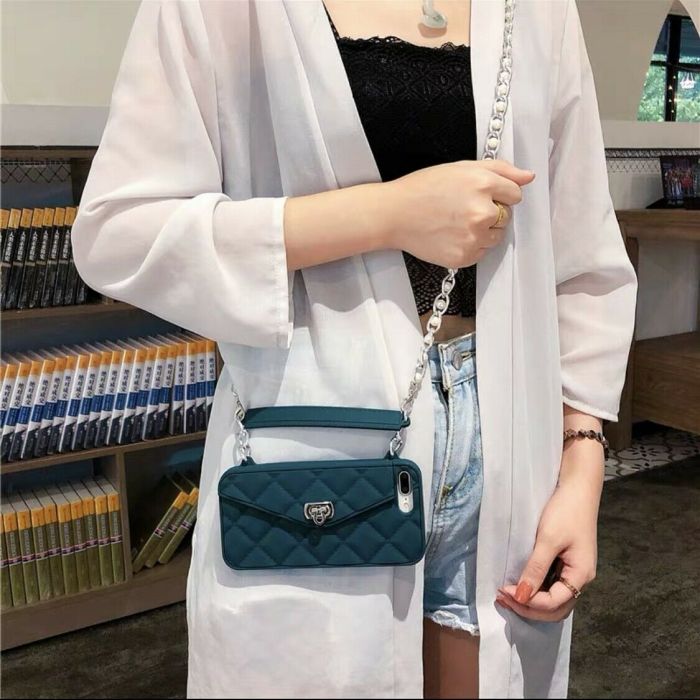For iPhone X XS MAX 7 8 Handbag Crossbody Chain Wallet Strap Card Case Cover