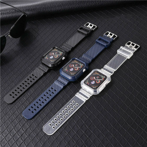 Carbon Fiber Watch Band Case Wrist Strap For Apple Watch Series 6/5/4/3/2/1/SE