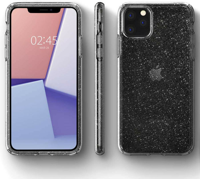 For iPhone 11 Pro Max Clear Hard Shinny Sparkling Glitter Shockproof Case Cover