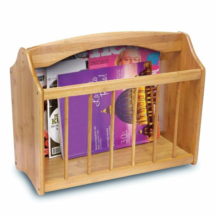 BAMBOO WOODEN MAGAZINE RACK STORAGE RECIPE STAND NEWSPAPER HOLDER MAIL SHELF NEW