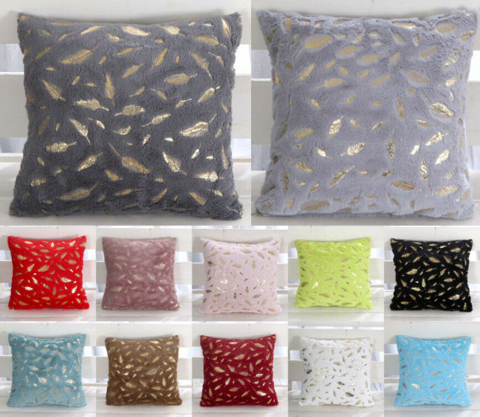 New 17  Luxury Gold Leaves Cushion Cover Soft Pillow Cases Throw Sofa Home Decor