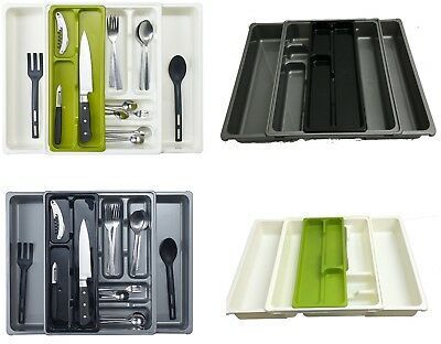 Expandable 9 Compartment Adjustable Plastic Cutlery Holder Tray Drawer Organiser