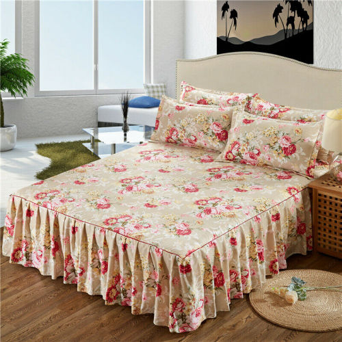 2021 New Dust Ruffle Bed Skirt Pillowcase Bedding Skirt Set Twin Queen Size