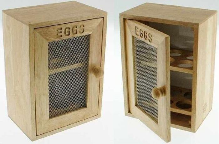 WOODEN 2 TIER CHICKEN EGG HOLDER CUPBOARD CABINET KITCHEN STORAGE WOOD RACK