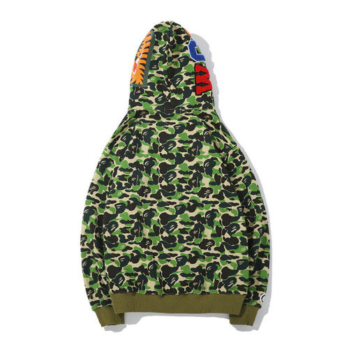 Men Bape A Bathing Ape Shark Head Green/Red Camo Hoodie Jacket Full Zipper Coat