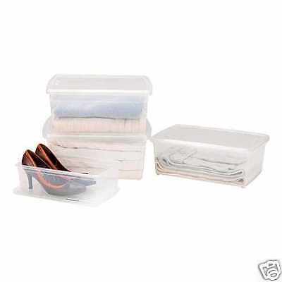 PLASTIC LADIES SHOE BOX STORAGE CLEAR STACKABLE UNIT DRAWER SET SPACE SAVING NEW