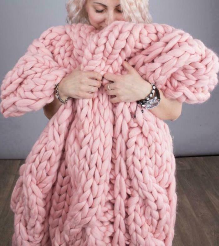 Large Soft Chunky Knitted Thick Blanket Hand Yarn Wool Throw Sofa Blanket Gift