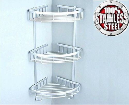 STAINLESS STEEL SHOWER CADDY 100% RUST FREE BATHROOM SHELF CORNER ORGANIZER RACK