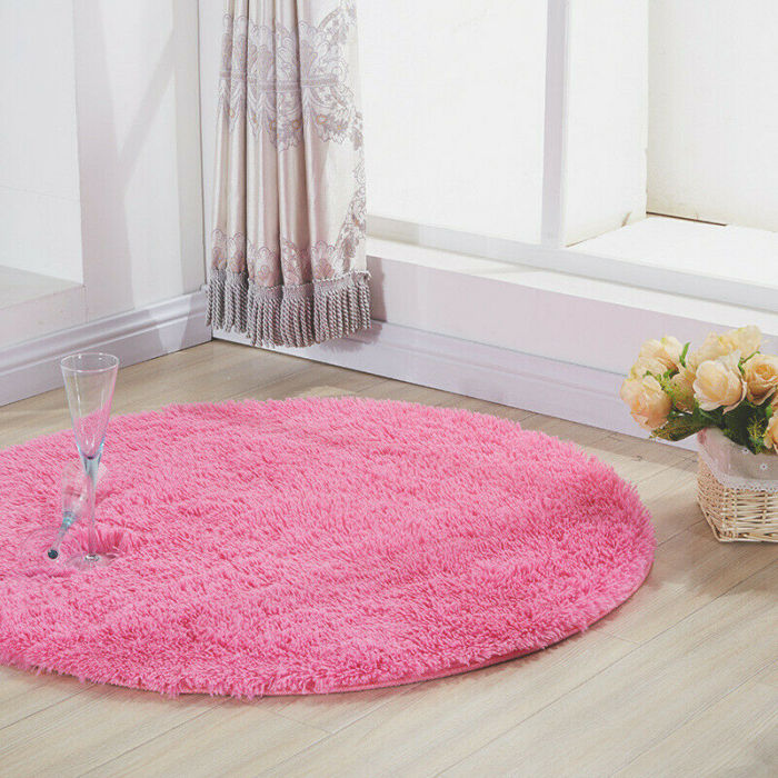 Fluffy Rug Carpet Non Slip Soft Area Rugs Bathroom Room Round Floor Mat Washable