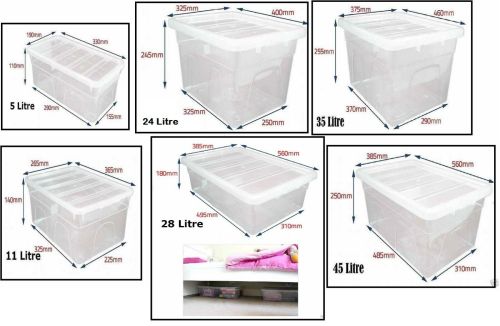 Clear Plastic Storage Box Boxes With Lids UK BRITISH MADE Home Office Stackable