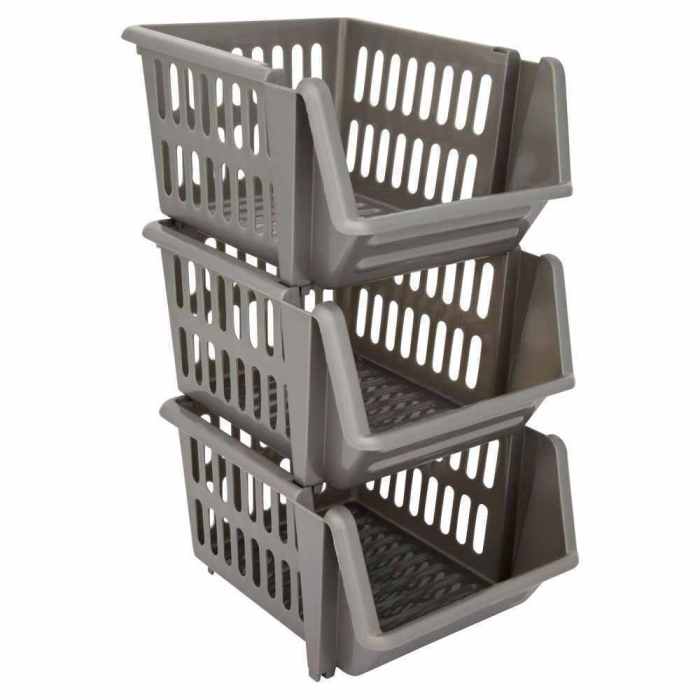 Plastic Stacking Storage Basket Stackers Rack Stand Kitchen Vegetable Office