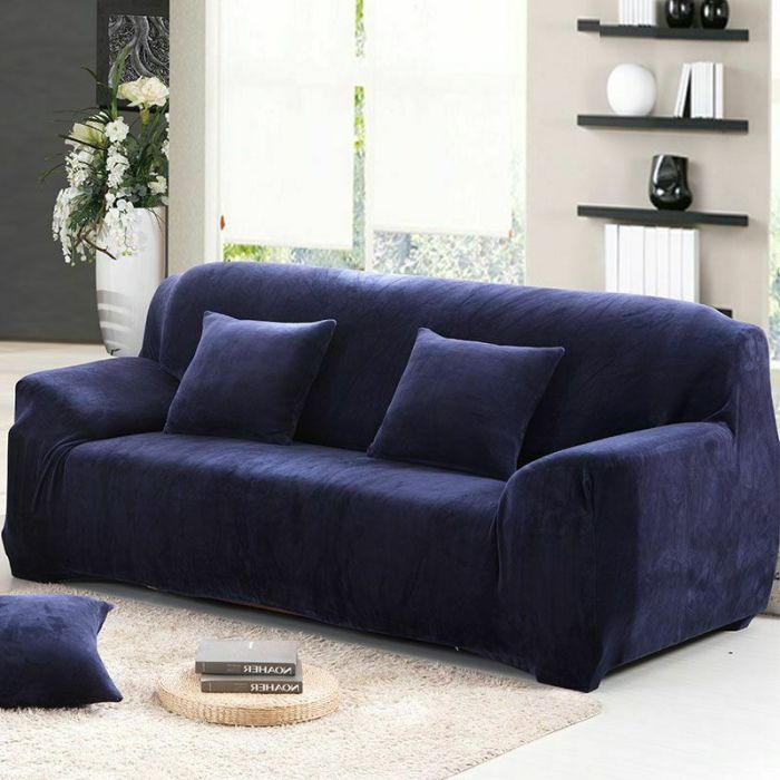 Velvet Stretch Chair Sofa Cover 1 2 3 4 Seater Couch Elastic Slipcover Protector