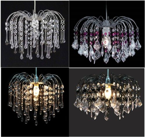 Acrylic Crystal Bead Chandelier Style Modern Ceiling Light Shade Droplet Pendant