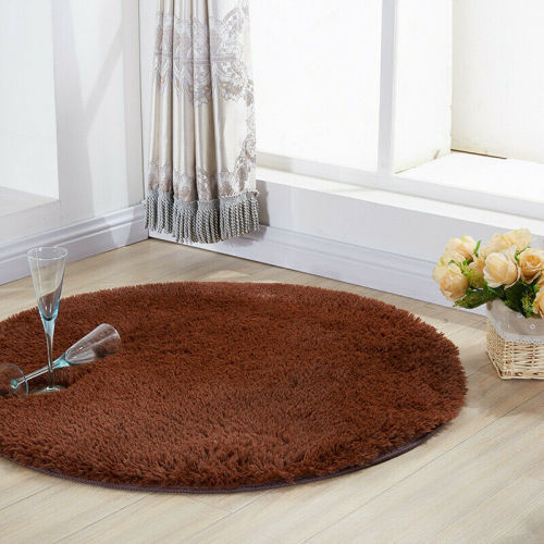 Fluffy Rug Carpet Non Slip Soft Area Rugs Bathroom Room Round Floor Mat Washable