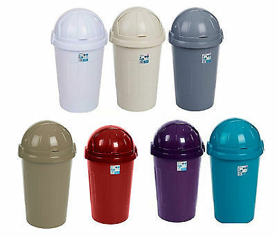 PLASTIC BULLET BIN 50 LITRE SWING LID KITCHEN HOME DUST WASTE RUBBISH PAPER BINS