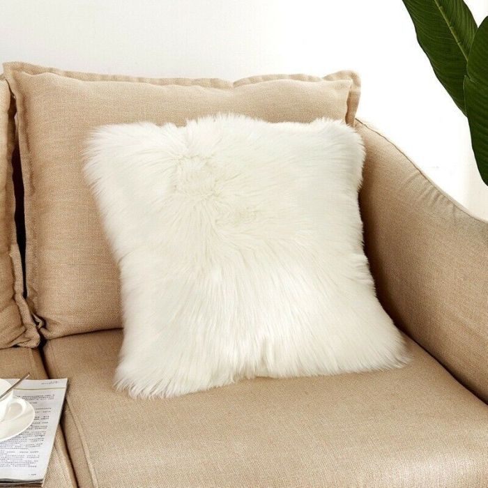 Luxury Soft Faux Fur Throw Pillow Case Fluffy Plush Sofa Cushion Cover OR Pillow