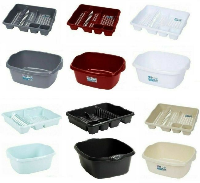 WASHING UP BOWL BASIN AND LARGE DISH DRAINER PLATE RACK HOLDER KITCHEN ORGANIZER